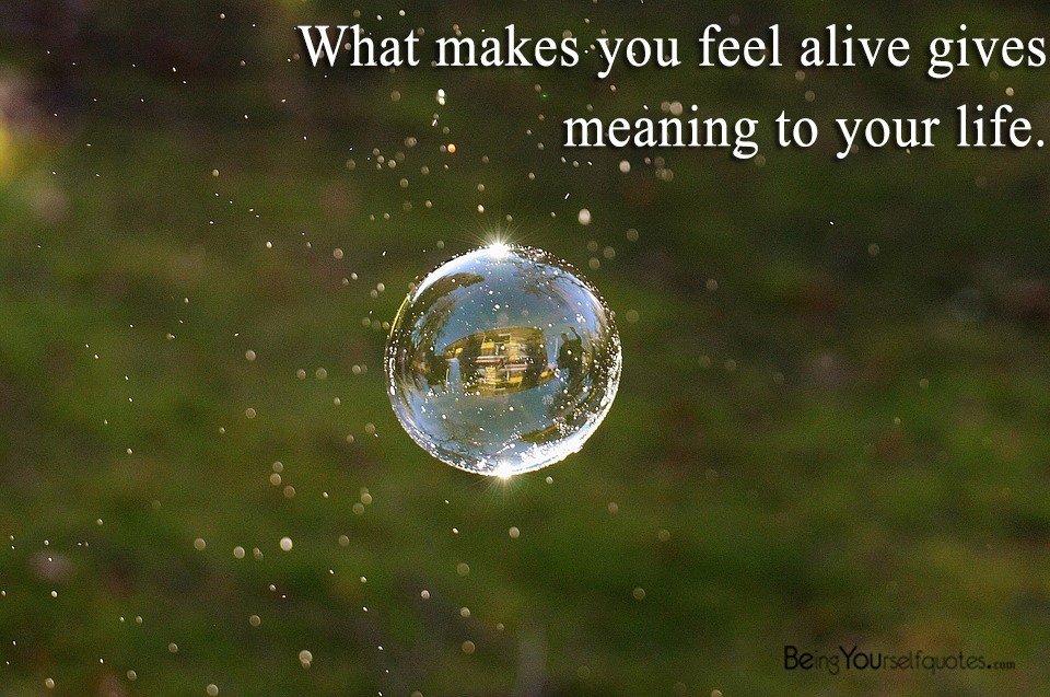What makes you feel alive gives meaning to your life