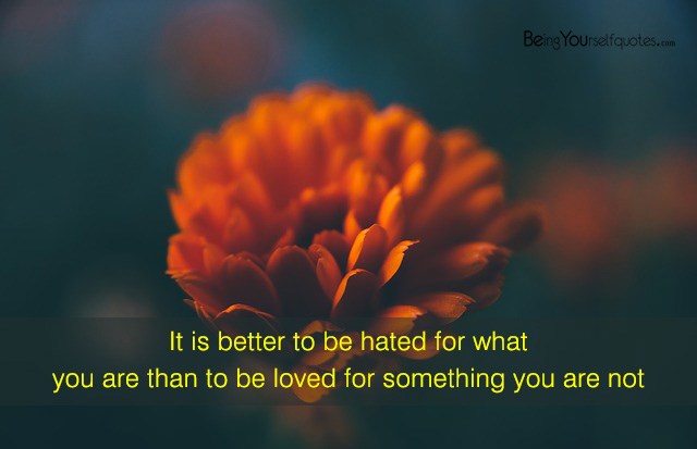 It is better to be hated for what you are than to be loved for something you are not