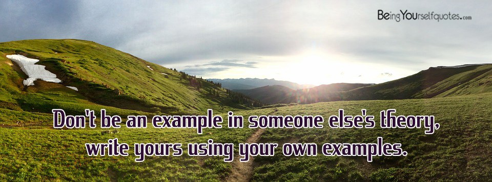 Don’t be an example in someone else’s theory