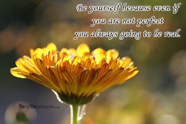 Be yourself because even if you are not perfect