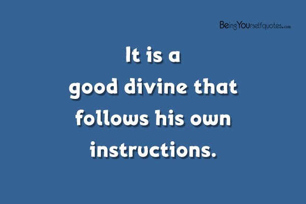 It is a good divine that follows his own instructions
