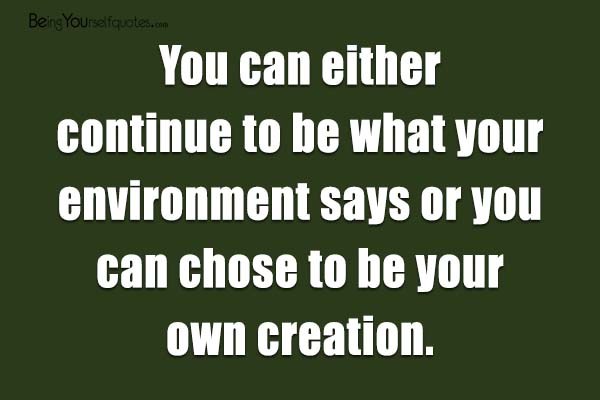 You can either continue to be what your environment
