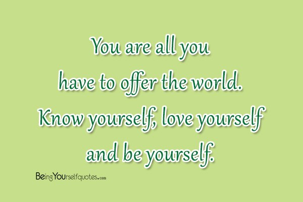 You are all you have to offer the world